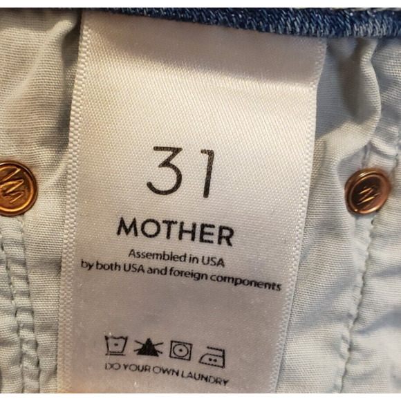 Mother Womens The Looker Graffiti Girl Distressed Blue Jeans 31 Comfort Stretch - Picture 10 of 16